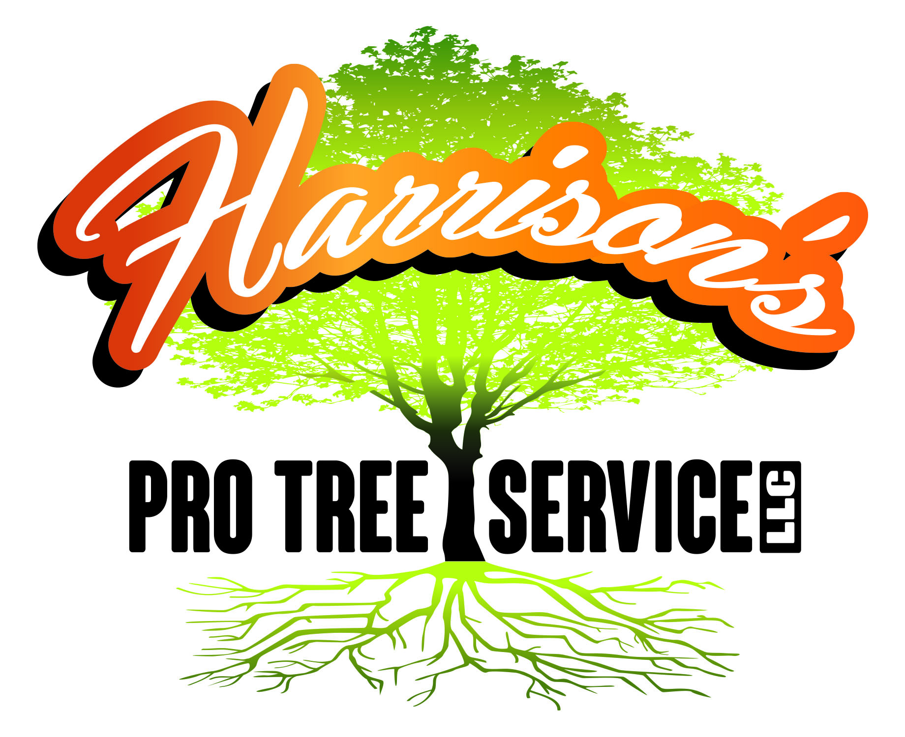 Green tree with the words Harrison's Pro Tree Service LLC